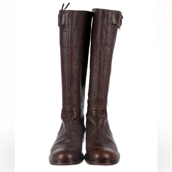 Miu Miu leather printed riding boots